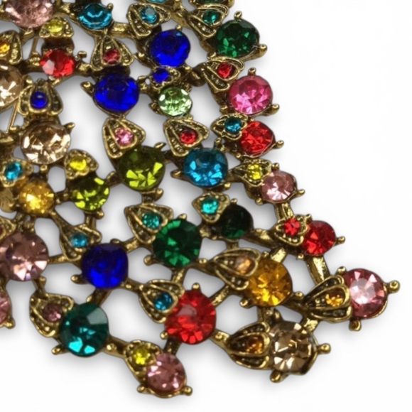 Regal Peacock Brooch & Pendant – Gold‑Tone with Multicolor Rhinestones – NWT - Picture 8 of 11